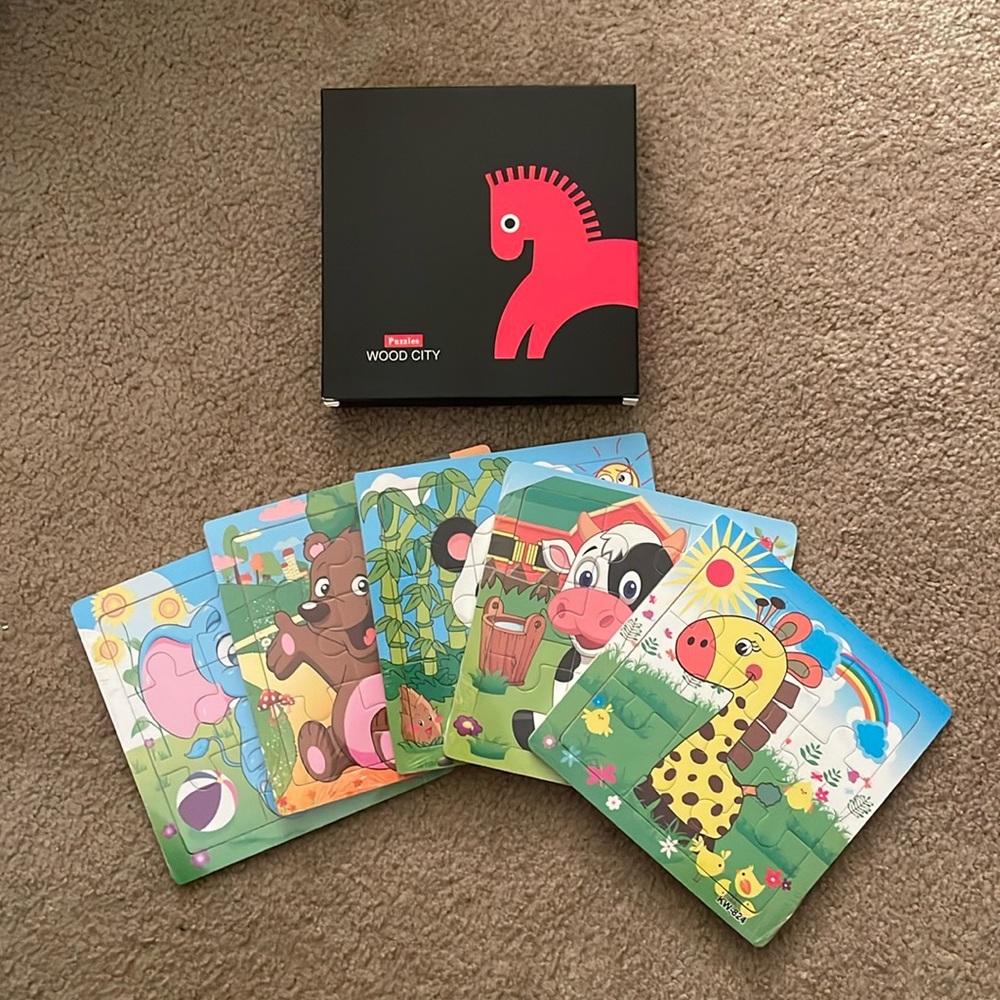 Wood City Animal Puzzles - Five Pack